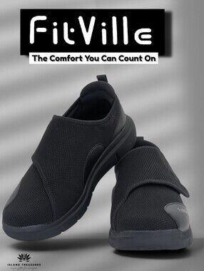 FitVille Diabetic Shoes Sz 10.5EEW Orthopedic Breathable Slip-On Sneakers